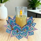 DIY Diamond Art Painting Candlestick Holders 5.71in Mandala Flower Shape Desk Candle Tray Tabletop Ornaments for Wedding Ramadan Party Home Table Centerpiece-Mandala05 - color: Mandala05