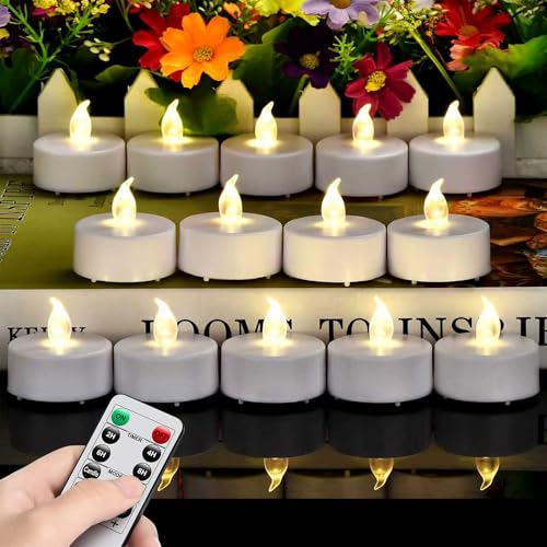 Hanzim LED Tea Light Candles with Remote Control,Flickering Flameless Candle,Long Lasting 400+Hours,Battery Operated,with Timer for Home Decoration Seasonal &Festival Celebration WarmWhite (12pcs) - color: Remote-warm white, size: 12pack