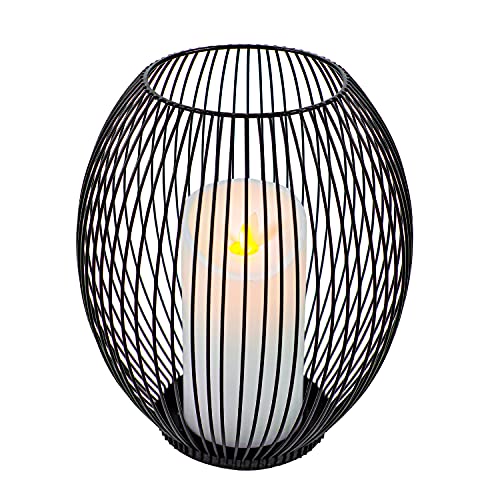 OLEEK Small Outdoor Candle Holders for Patio - Pillar Candle Holder - Black Wire Candle Holder for Table Centerpiece - Iron Lantern Decorative Candles - Farmhouse Decor Fireplace Metal Candle Holders - size: Small (6.1-inch)