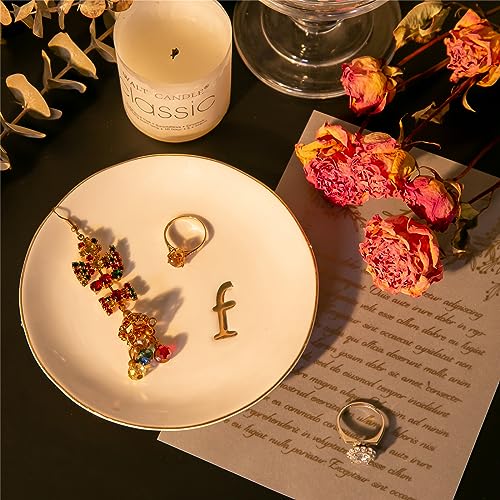 Ceramic Ring Holder for Jewelry, Jewelry Tray, Ring Dish, Aesthetic Room Decor, Engagement Gifts Bride Gifts Wedding Gifts for Women, White, 4.75"(F) - color: F