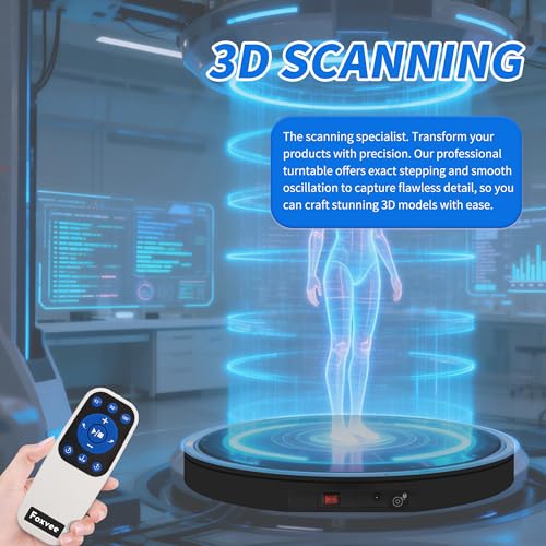 Ultra-Thin&Heavy Duty Remote-Controlled Motorized Turntable,Motorized Rotating Display Stand,Speed-Adjustable Rotating Platform,Human 3D Scan Electric Turntable for Scan,Showcase(19.7in/Black) - size: 19.7inch/Black/600Lbs Load