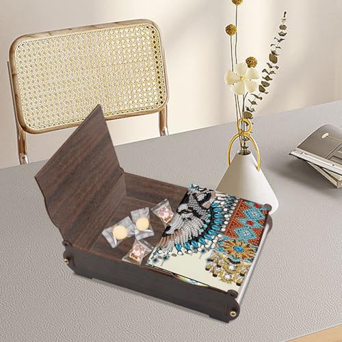 Diamond Painting Kit Storage Box, Bold Wolf Head DIY Multi Functional Handicraft Storage Box, Suitable for Home Office Holiday Gifts - color: National Pride Wolfdog