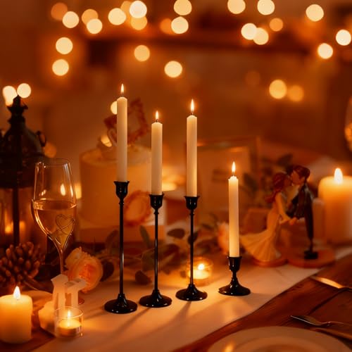 Candlestick Holders, Black Metal Taper Candle Holder, Vintage Candle Holders for Pillar Candles, Table Mantel Wedding Festive Decor Party Party Decor Christmas Decorations, Set of 6 - color: Black, size: 6PCS