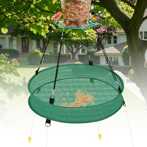 Lettry 2Pcs Bird Seed & Shell Catcher Tray for Hanging Bird Feeder Platform, Birdseed Hoop for Outdoor Garden Hanging Tray (Green, 20inch) - size: 20inch
