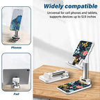 Foldable Phone Holder for Desk - Adjustable Angle Cell Phone Stand - Suitable for iPhone, Samsung - Black Flower - color: Black Flower