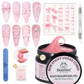 Beetles 3D Gel Nail Art with 3D Mold,Pink Solid Builder Nail Gel,Non-Sticky Sculpting 3D Nails & Dual-Ended Sculpture Pen & Stiletto Dual From, Beginner Friendly DIY at Home,Ballet Whisper - color: B5-Pink Solid Builder Gel