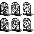 Umikk Book Ends, Bookends for Shelves, Tree Book End to Hold Books, Metal Bookend Stopper, Non-Skid Book Holder, Black Book Supports for Office Home Kitchen, Modern Decorative Bookends(3 Pair/6 Pcs)