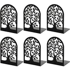 Umikk Book Ends, Bookends for Shelves, Tree Book End to Hold Books, Metal Bookend Stopper, Non-Skid Book Holder, Black Book Supports for Office Home Kitchen, Modern Decorative Bookends(3 Pair/6 Pcs)