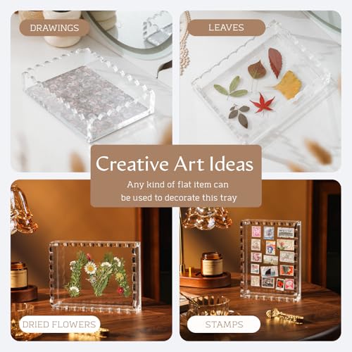 Acrylic Tray with Magnetic Pad - Customizable for Photos, Art, Decorative Tray for Dresser Nightstand Bedroom, Perfume Jewelry Trinket Catchall Tray Housewarming Gifts New Home - size: Rectangle:7.9*5.9*1.8inch
