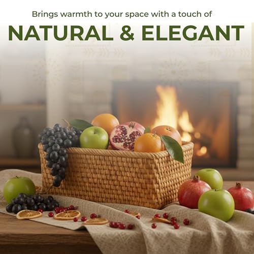 Rattan Storage Basket Set of 3 - Handwoven Rectangular Wicker Baskets for Kitchen, Pantry & Home Organization (Large, Medium, Small) - style: Natural