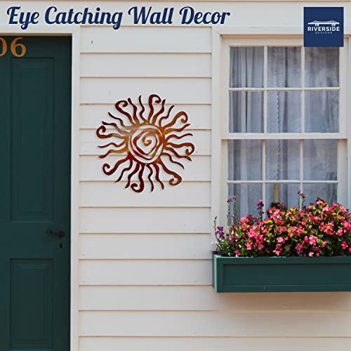 Wacky Sun Metal Wall Art Indoor/Outdoor Decor - 12" Copper Rust Proof Wall Sculpture - Made in USA - Ideal for Bedroom, Garden, Home, Patio and Farmhouse - color: Copper, size: 12"L x 12"W