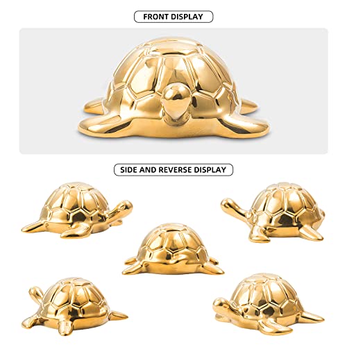 Golden Turtle Statue, Ceramic Turtle Ornament for Home Decor - Gold Tabletop Decoration, Collectible Decor for Elderly, Turtle Sculpture for Bookshelf, Desk, Nightstand - color: A--b-gold