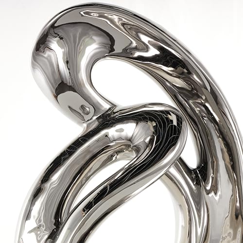 Deco 79 Ceramic Abstract Decorative Sculpture Home Decor Statue, Accent Figurine 14" x 7" x 27", Silver - size: 14" x 7" x 27"