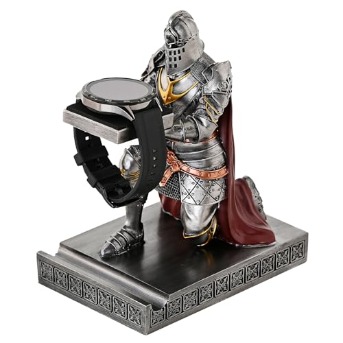King's Guard Watch Display Stand Eyeglass Jewelry Bracelet Necklace Holder Trays Towers Resin Pen Holder Warrior Knight Mobile Phone Stand for Office & Home (Iron) - color: Iron