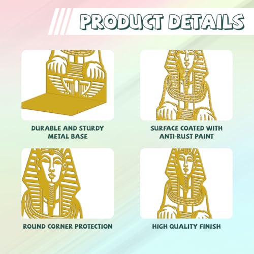 Peacoblue Metal Bookends for Shelves, Modern Decorative Heavy Duty Study Book Ends Stoppers for Office, Desk, Shelf, Room 5.3"x4.3"x7.9" Cast Iron Simple Tall Bookends 1 Pair (Golden Sphinx) - style: Golden Sphinx