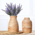 Ceramic Rustic Vase Set of 2 Neutral Terracotta Vases,Farmhouse Decor Cotta Vase Pottery Decorative Flower for Home Table Living Room Table Shelf Entryway Decor