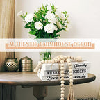 Jetec 3 Pcs Decorative Display Books Hardcover White Home Decor Coffee Table Faux Farmhouse Stacked Fake Decorative Books with Wood Bead Tassels for Shelves Kitchen, 58 Inch, Family Where Life Begins - style: Family Where Life Begins