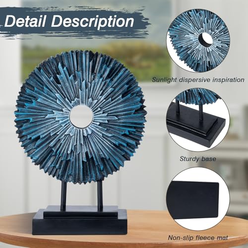 EZ4ENCE Round Statue HomeDecor Kitchen, Modern Decorative Sculpture Decorations for Living Room Coffee Table, Office Decor Shelf, Center Tabletop Decoration (Blue) - color: Silver&blue