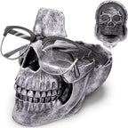 READAEER Skull Glasses Stand Holder, Creative Eyeglasses Holder, Sunglasses Spectacle Display Rack, Key Holder Resin Sculptures for Entryway, Home, Office, Desk, Nightstand (Silver) - color: Silver