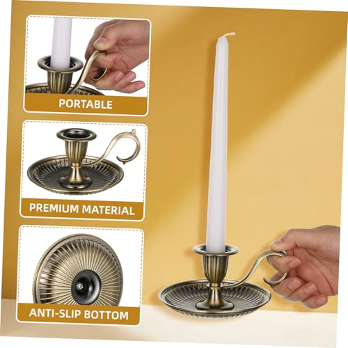 IMIKEYA Vintage Handheld Candlestick Holder Retro Candle Stand Handle for Home Unique Tabletop Centerpiece for Weddings Anniversaries and Special Occasions