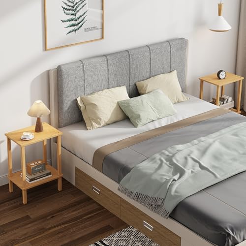 TUTOTAK End Table, Side Table, Nightstand, 2-Tier Storage Shelf, Sofa Side Table for Small Space, Living Room, Bed Room Natural TB01BN034 - color: Natural