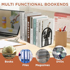 3 Pair Decorative Book Ends for Shelves, Metal Bookends, Heavy Duty Non-Slip Book Stopper for Heavy Books, Shelf Holder Supports for Home Office