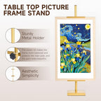 Adjustable Tabletop Easel Stand for Picture Frames up to 29" H - Metal Frame Holder Stand for Sign, Artwork, Canvas Display - Compact Black Small Easel Stands for Home Office Galleries (Golden)