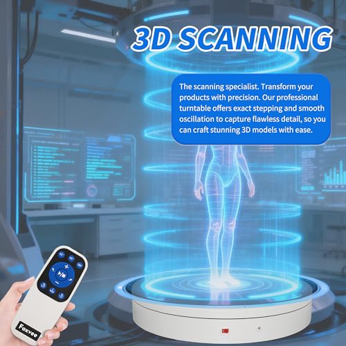 Remote-Controlled Motorized Turntable,Heavy Duty Motorized Rotating Display Stand,Speed-Adjustable Rotating Platform,Multi-Mode Photography Turntable for 3D Scan,Showcase(15.8in/White) - size: 15.8inch/White/500Lbs Load