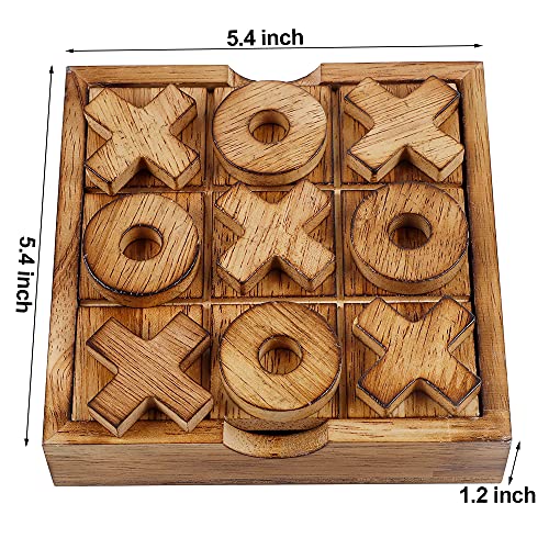 Glintoper Tic Tac Toe & Tumble Tower Blocks Tables Game Set, Classic Wood Stacking Game & XOXO Board Games for Kids Family, Living Room Rustic Coffee Table Decor, Travel Strategy Board Games - style: Tic Tac Toe & Tumble Tower