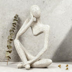 Thinker Statue Decor - Handcrafted Sandstone Abstract Sculpture for Desk, Coffee Table & Bookshelf Modern Office Decor, Artistic Home Accent for Interior Design Lovers & Art Collectors
