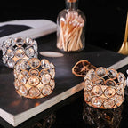 Crystal Tea Light Candle Holders，Gold Candlestick Holders for Wedding Party Table Decoration Housewarming Gift（2pcs）