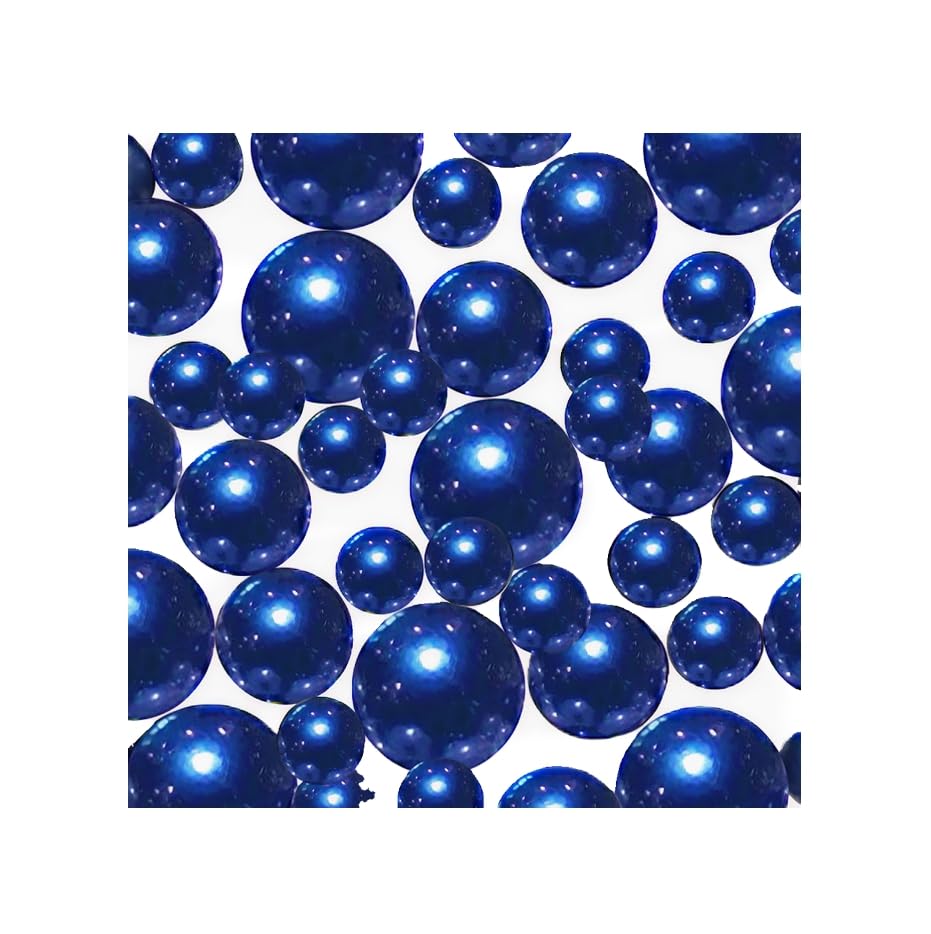 150 'Floating' Royal Blue (Navy) Pearls - No Hole Jumbo/Assorted Sizes Vase Decorations - Fills 2 Gallons of Transparent Gels for Floating Effect - Measured Floating Gels Prep Bags for Best Results! - color: Royal Blue, size: 2 Pks
