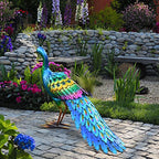chisheen Metal Peacock Statue Garden Decor Yard Art Sculpture Outdoor Decoration for Lawn,Patio,Backyard,Housewarming Birthday Gifts for Women,Mom,Grandma