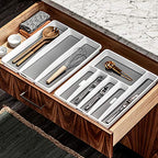 madesmart 3 Compartment Utensil Tray, Multi Purpose Storage Organizer, Non Slip Lining,Deep Storage for Ladles, Whisks & Serving Tools, for Drawers & Home Organization, White