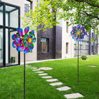 Metal Wind Spinners Outdoor,13'' Dia Purple Garden Wind Spinner & Sculpture,Waterproof Garden Windmill for Yard Art Decorations - size: 13'' Purple