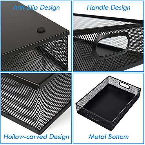 Desk Drawer Organizer, A4 Large Metal Mesh Desk Rrganizer Tray, Versatile Storage Box Set for Office Home Supplies,13 x 9 inches - color: Black A4 L