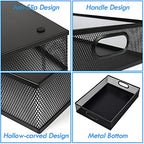 Desk Drawer Organizer, A4 Large Metal Mesh Desk Rrganizer Tray, Versatile Storage Box Set for Office Home Supplies,13 x 9 inches - color: Black A4 L
