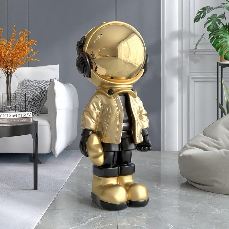 Astronaut Sculpture, Large Spaceman Statue for Home Decor, Living Room, Office, Bedroom, and Retail Spaces, Unique Space-Themed Home Accent. - color: Dark Gold