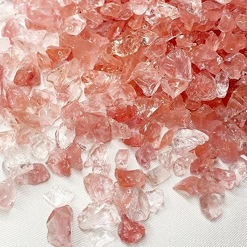 2lb Curshed Pink Glass Chips for Crafts Art Resin - color: Pink
