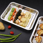 Breading Trays Set of 3 Stainless Steel Breading Pans for Dredging Chicken Breasts and Marinating Meat, Food Prep Serving Trays (12.4" x 8.5" x 1.9") - size: 12.4" x 8.5" x 1.9"