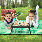 SONGMICS Bed Tray Table with Bamboo Folding Legs, Sofa Breakfast Tray, Serving Tray with Groove for Phone Tablet, Rustic Dark Brown ULLD111B01