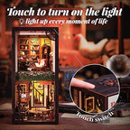 Cutefun Book Nook Kit, DIY Miniature Dollhouse Booknook for Adults, 3D Wooden Puzzle Bookend Bookshelf Insert Decor with LED Light, Gift for Craft Lovers (Rose Detective Agency) - style: Rose Detective Agency