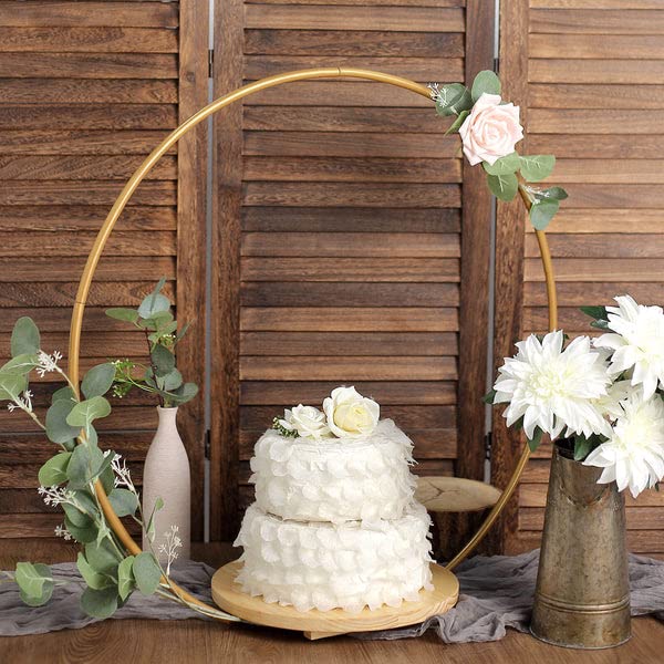 Tableclothsfactory Round Wedding Arch Cake Stand, Metal Floral Centerpieces Display - 33"