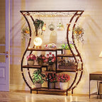 Tribesigns 6-Tier Plant Stand, 70.9 Inch Tall Plant Shelf with 10 Hanging Hooks, Vase Shape Ladder Plant Stand, Multi-Purpose Plant Display Rack for Indoor, Balcony, Living Room, Brown and Black