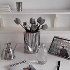 Ceramic Silver Flower Vase, Crinkle Paper Shape, Metal Decorative Home Accent (Large) - size: Large