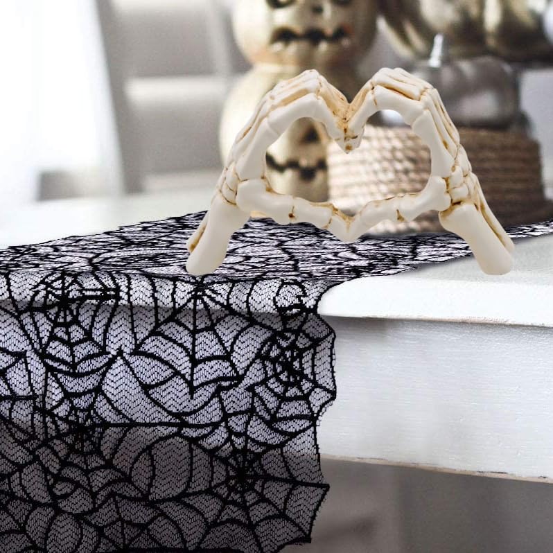 Halloween Heart Hands Sculpture, White Skeleton Hands Love Ornaments Heart Finger Sign for Shelf Decor Home Desktop Ornament - style: Modern