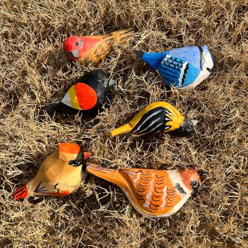Hand Carved Bird Figurines, Hand-painted Sculpted Wooden Birds, Wood Bird Sculptures for Home Decoration, Hand Crafted Life Like Bird Statues, Ideal Gifts for Bird Lovers (Baltimore Oriole)