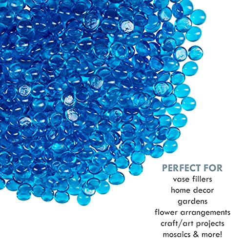 Galashield Flat Glass Marbles for Vases Blue Glass Gems Beads Pebbles Vase Filler (1 LB, Approx. 105 PCS) - color: Blue, size: 1 LB