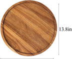 Round Wood Tray, Acacia Wooden Serving Tray, Serving Platter, Appetizer Charcuterie Board, Tray Organizer for Kitchen, Round Wood Tray for Table Centerpiece 13.8 x 13.8 x 0.8 inch - size: 13.8"