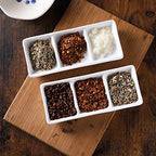 esowemsn 1PC Mini White Ceramic Rectangular 3 Compartment Appetizer Serving Tray Divided Spices Vinegar Nuts Snack Sauce Dishes for Home Kitchen Restaurant (Pack of 2) - size: Small (Pack of 2)